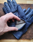 Hand-Stitched Gloves - Navy Sheepskin